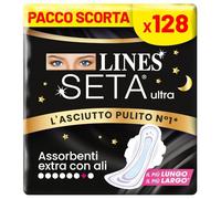 LINES SETA ULTRA EXTRA NOTTE, 16 Confezioni da 8 Assorbenti (128 assorbenti)