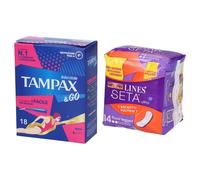 LINES Seta Ultra Flussi Leggeri + Tampax &Go Mini 1 St