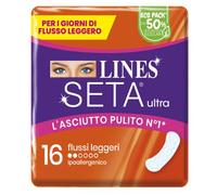 Lines Seta Ultra Assorbenti Anatomici Flussi Leggeri - Confezione Da 16 Pezzi