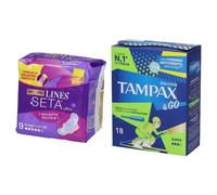 LINES Seta Ultra Lungo con Ali + Tampax &Go Super 1 St