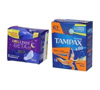 LINES Seta Ultra Notte con Ali + Tampax &Go Super Plus 1 St