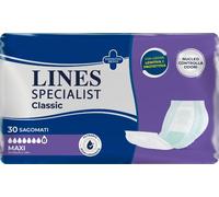 Lines Specialist Pannoloni per incontinenza Classic Sagomati Unisex Taglia Super/Maxi 30 pezzi