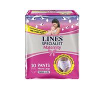 LINES SPECIALIST MATERNITY MUTANDINA ASSORBENTE PER PERDITE POST PARTO MISURA LARGE 10 PEZZI