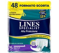 Lines Specialist Pannolone a Mutandina Unisex Maxi Plus per Incontinenza | per Donna e Uomo, Alta Protezione fino a 12 ore, Zero Odore, Taglia XL, Scorta Mensile, Confezione da 48 Unità