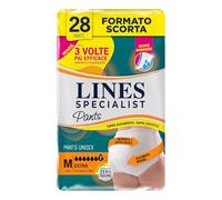Lines Specialist Pants Extra Unisex, Mutande Assorbenti per Incontinenza Donna e Uomo, Asciutto Lampo e Massima Protezione, Zero Odore, Taglia M, Scorta Mensile, 4 Confezioni da 7 Unità