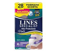 Lines Specialist Pants Maxi Unisex, Mutande Assorbenti per Incontinenza Donna e Uomo, Alta Protezione fino a 12h, Taglia XL, Scorta Mensile, Confezione da 28 Unità