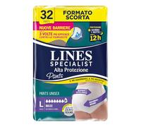 Lines Specialist Pants Maxi Unisex, Mutande Assorbenti per Incontinenza Donna e Uomo, Alta Protezione fino a 12h, Taglia L, Scorta Mensile, 4 Confezioni da 8 Unità