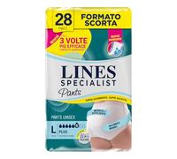 Lines Specialist Pants Plus Unisex, Mutande Assorbenti per Incontinenza Donna e Uomo, Asciutto Lampo e Massima Protezione, Zero Odore, Taglia L, Confezione da 28 Pezzi