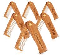 Lineshading 6 pettini pieghevoli per barba da uomo, testimoni dello sposo, idea regalo, pettini tascabili, per capelli, baffi, districanti, bomboniere, regalo (colore legno, legno)