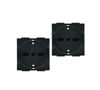 LineteckLED -LNT 814- KIT 2 PEZZI Serie Completa Materiale Elettrico Fai da Te- Presa Schuko 16A 250V Antracite Compatibie living (2PZ)