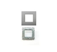 LineteckLED -Serie Completa di Placche per Interruttori Prese- Kit Placca 2 Posti 2M Compatibile Living + Supporto 2 Posti Compatibile living (BIANCA)