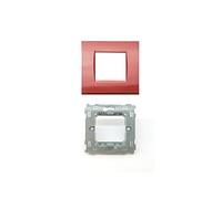 LineteckLED -Serie Completa di Placche per Interruttori Prese- Kit Placca 2 Posti 2M Compatibile Living + Supporto 2 Posti Compatibile living (ROSSO)
