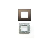 LineteckLED -Serie Completa di Placche per Interruttori Prese- Kit Placca 2 Posti 2M Compatibile Living + Supporto 2 Posti Compatibile living (BRONZO)
