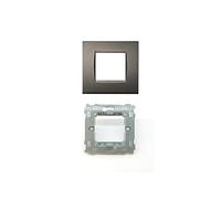 LineteckLED -Serie Completa di Placche per Interruttori Prese- Kit Placca 2 Posti 2M Compatibile Living + Supporto 2 Posti Compatibile living (MARRONE)