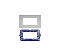 LineteckLED -Serie Completa di Placche per Interruttori Prese- Kit Placca 4 Posti 4M Compatibile living + Supporto 4 Posti Compatibile living (BIANCA)