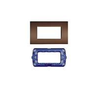 LineteckLED -Serie Completa di Placche per Interruttori Prese- Kit Placca 4 Posti 4M Compatibile living + Supporto 4 Posti Compatibile living (BRONZO)