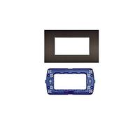 LineteckLED -Serie Completa di Placche per Interruttori Prese- Kit Placca 4 Posti 4M Compatibile living + Supporto 4 Posti Compatibile living (MARRONE)