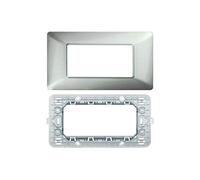 LineteckLED -Serie Completa di Placche per Interruttori Prese- Kit Placca 4 Posti 4M Compatibile matix + Supporto 4 Posti Compatibile matix (SILVER)