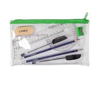 Linex Set di astucci trasparenti riempiti, per studenti di matematica, righello, goniometro