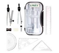 Linex Set geometria nera, set matematica per esami, scuola secondaria, 10 pezzi, bussola, goniometro