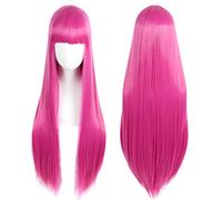 Linfairy Anime Hot Pink Long Princess Parrucca Halloween Costume Parrucca per Donne 85 cm