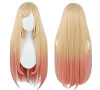 Linfairy Lungo bionda Dye Rosa Cosplay Parrucca Halloween Costume Goshenite Parrucche per Kitagawa Marino