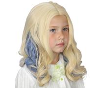 Linfairy Parrucca lunga bionda e riccia blu per costume di Halloween e feste da donna (Small)