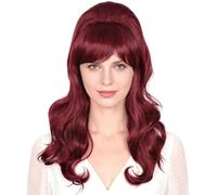 Linfairy Parrucca retrò con grande alveare bouffant parrucca da donna adatta a costumi anni '50 e '80 (rosso scuro)