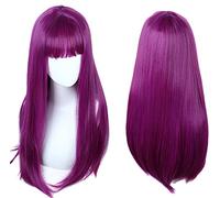 Linfairy Women's Long Driple Purple Mal parrucca di Halloween Costume Wig con frangia