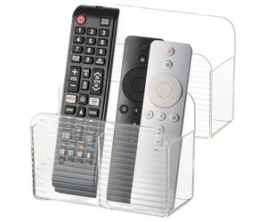 LINFIDITE 2 pezzi adesivi per telecomandi TV da parete per telecomando TV da parete sul cestello remoto (per 2 o 4 telecomandi - trasparente)