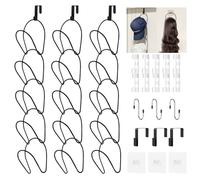 LINFIDITE Confezione da 15 appendiabiti per cappelli, organizer da appendere per cappellini da baseball, per sciarpe, borse, asciugamani, cravatte sopra la porta, con gancio per appenderlo, nero