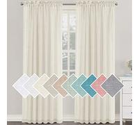 LINFKY 2 Pezzi Tende per Interni Voile in Lino Tende Semitrasparenti per Finestra Moderne con Tasca per Asta Tende Leggera per Soggiorno e Camera da Letto (Avorio, 132x213cm)