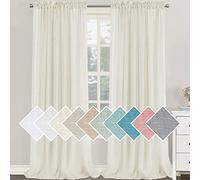 LINFKY 2 Pezzi Tende Voile in Lino Semitrasparenti per Interni, Moderne con Tasca per Asta, Leggere per Soggiorno e Camera da Letto (Avorio, 132x240cm)