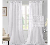 LINFKY Tende in Misto Lino Naturale per Soggiorno, Testurizzate e Filtranti Leggere, Semitrasparenti Con Passanti Nascosti, 2 Pezzi (Bianco, 2X 132x274 cm)