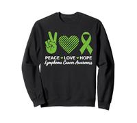 Linfoma Cancro Consapevolezza Nastro Verde Pace Amore Speranza Felpa