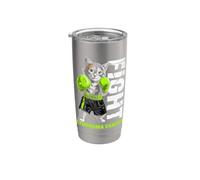 Linfoma Cancro Kitty Cat Fight Lime Nastro Verde Bicchiere termico in acciaio inox doppia parete