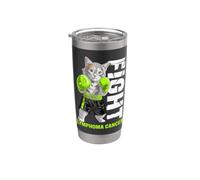 Linfoma Cancro Kitty Cat Fight Lime Nastro Verde Bicchiere termico in acciaio inox doppia parete