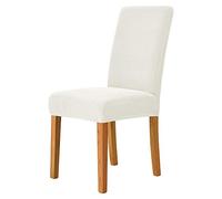 LinFortune Coprisedie Elasticizzato Coprisedie Elasticizzate per Sala da Pranzo Coprisedie In Morbido Jacquard per Sala da Pranzo Coprisedie Parson Coprisedie Rimovibili (4 Bianco)