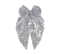 Ling & Bai Fiocchi per capelli con paillettes grandi, color oro, forcine per capelli con glitter argento, accessori per acconciature per donne e ragazze (argento)