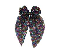 Ling & Bai Fiocchi per capelli con paillettes grandi, color oro, forcine per capelli con glitter argento, accessori per acconciature per donne e ragazze (nero multicolore)