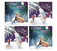 Ling Design Biglietti di Natale di beneficenza, confezione da 10 biglietti di auguri natalizi assortiti di alta qualità, pinguino festivo e amici, 5 per ciascuno dei 2 disegni, a sostegno di enti di