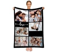 LING Ling's Design Coperta personalizzata con foto e testo per donna e uomo | Coperta morbida, decorazione casa, regalo anniversario compleanno matrimonio per coppia, fidanzato, mamma, nonna, amica