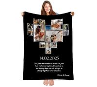 LING Ling's Design Coperta personalizzata con foto e testo per donna e uomo | Coperta morbida, decorazione casa, regalo anniversario compleanno matrimonio per coppia, fidanzato, mamma, nonna, amica