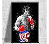 Ling88 Arte Poster,Acquerello Astratto Rocky Balboa Boxe Bodybuilding, Pittura su Tela Poster Stampe Immagine Motivazionale, Poster Camera da Letto per Uomini-50X70Cm