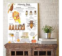 Ling88 Guida All'Apicoltore Stampe unità di Studio Poster Naturali Insetti Ape da Miele Arte della Parete della Tela di Canapa Pittura A Nido d'Ape Immagine Decor per La Stanza Estetica 50X70 Cm