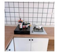 LINGDSWULING Protettore Per Fornello A Gas In Acciaio Per La Casa Coperture Per Piani Cottura A Gas Copertura Piano Per Cuociriso Supporto Piano Cottura Elettrico(Black,35x40x7cm(14x16x3in))