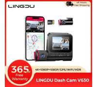 LINGDU Dash Cam V630 Telecamera per auto 4K + 1080P + 1080P 3 canali per auto DVR WiFi GPS IR Visione notturna 24 ore Monitor di parcheggio Registrazione in loop HDR