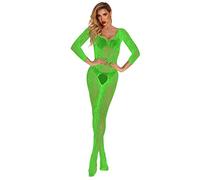 Lingerie Accessorio Pigiama Trasparente Donna Biancheria Intima Mesh Bodystockings Sexy Pigiama Biancheria Intima Tuta Pelle, verde, Taglia Unica