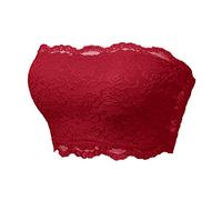 Lingerie da donna in pizzo, fascia senza cuciture, anti-esposizione, copricapo in un unico pezzo, bella schiena in tinta unita, elegante, traspirante, senza cuscino per allattamento, Vino, M