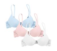 Lingerie da donna in pizzo, reggiseno push up donna sexy tinta unita profonda V confortevole traspirante reggiseno classico per tutti i giorni morbido fascino seduzione bralette leggero vestibilità